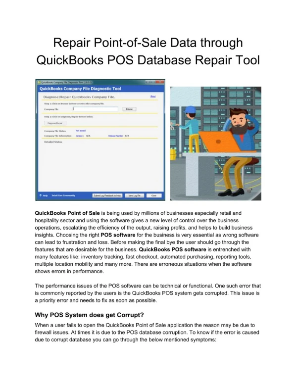 Repair Point of Sale Data through QuickBooks POS Database Repair Tool