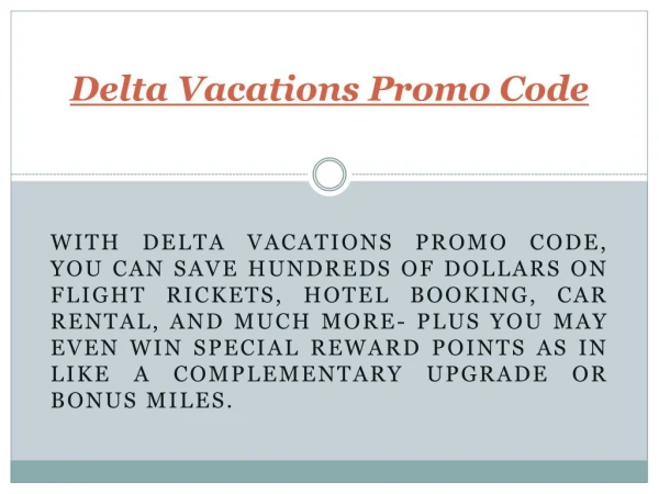 Delta Vacations Promo Code
