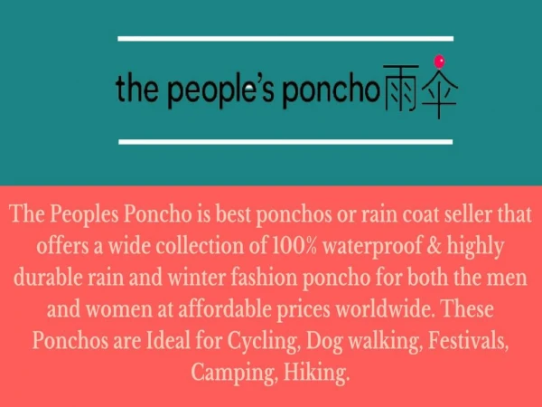 Buy Waterproof Cycling Poncho and Coat from The People Poncho