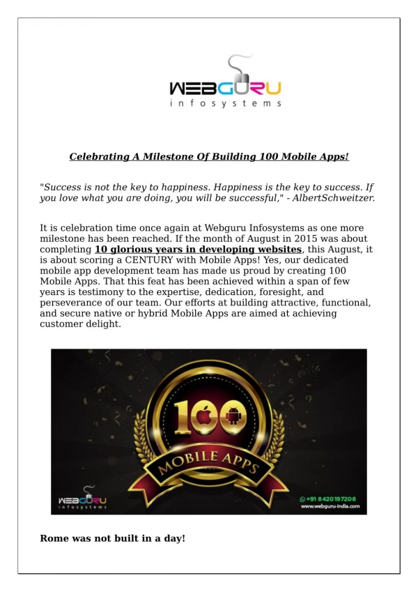 celebrating a milestone of building 100 mobile