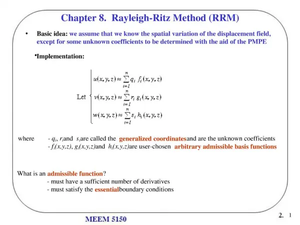 Chapter 8. Rayleigh-Ritz Method RRM
