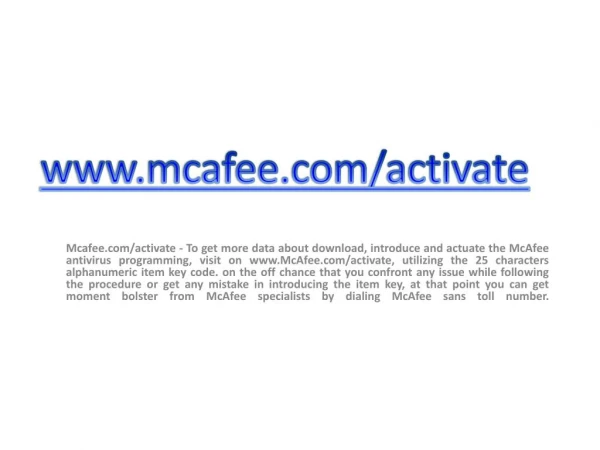 www mcafee com activate
