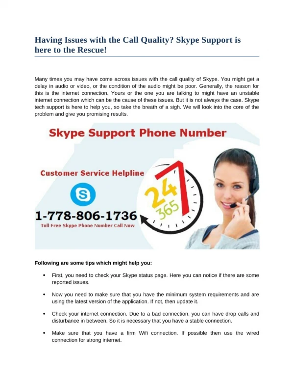 Having Issues with the Call Quality? Skype Support is here to the Rescue!