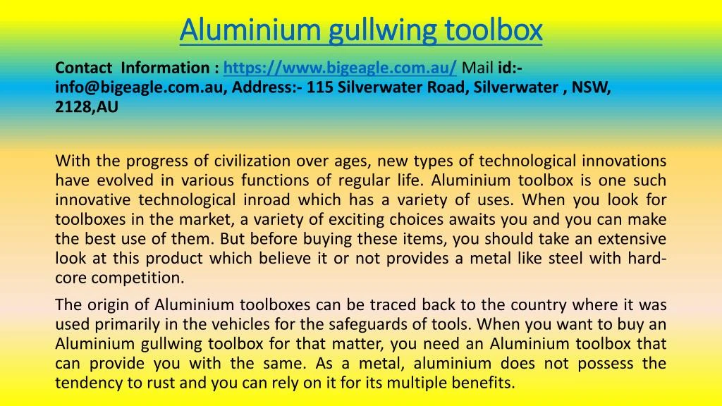aluminium gullwing toolbox