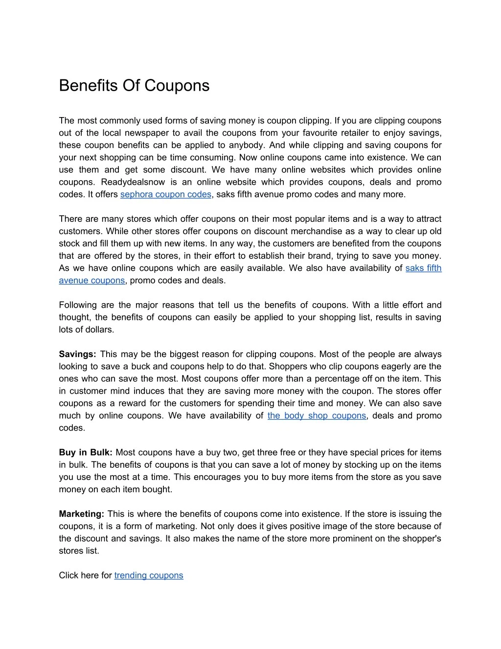 benefits of coupons