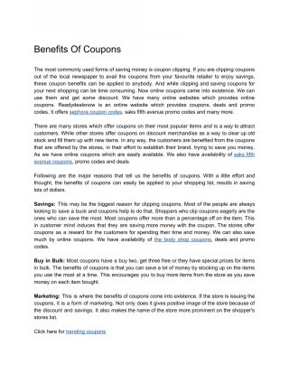Benefits Of Coupons - slide 1