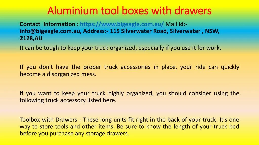 aluminium tool boxes with drawers