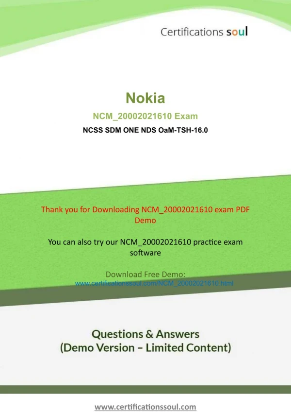 Nokia Networks NCM_20002021610 Nokia Practice Exam