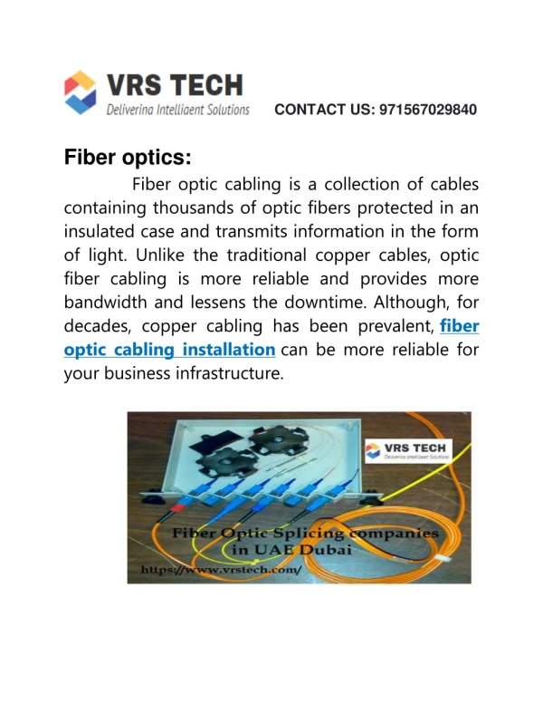 Get Fiber Optic Splicing Services In UAE , Dubai