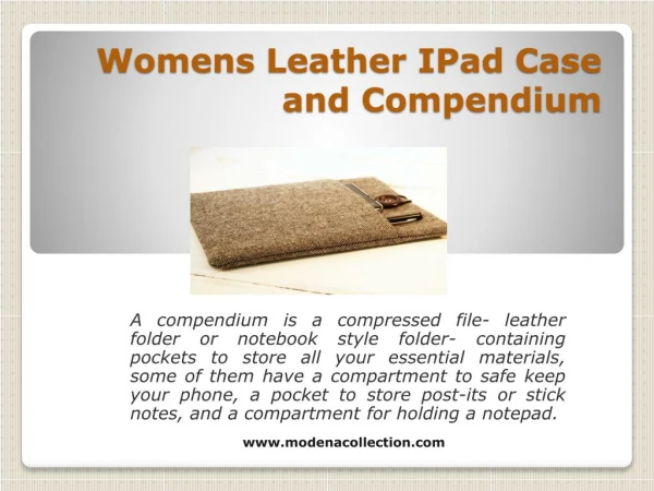 Womens Leather IPad Case and Compendium