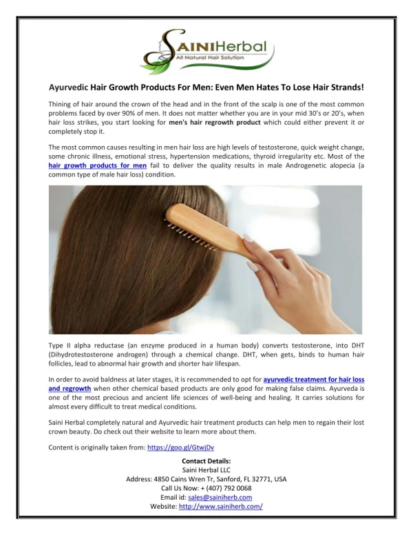 Ayurvedic Hair Growth Products For Men: Even Men Hates To Lose Hair Strands!