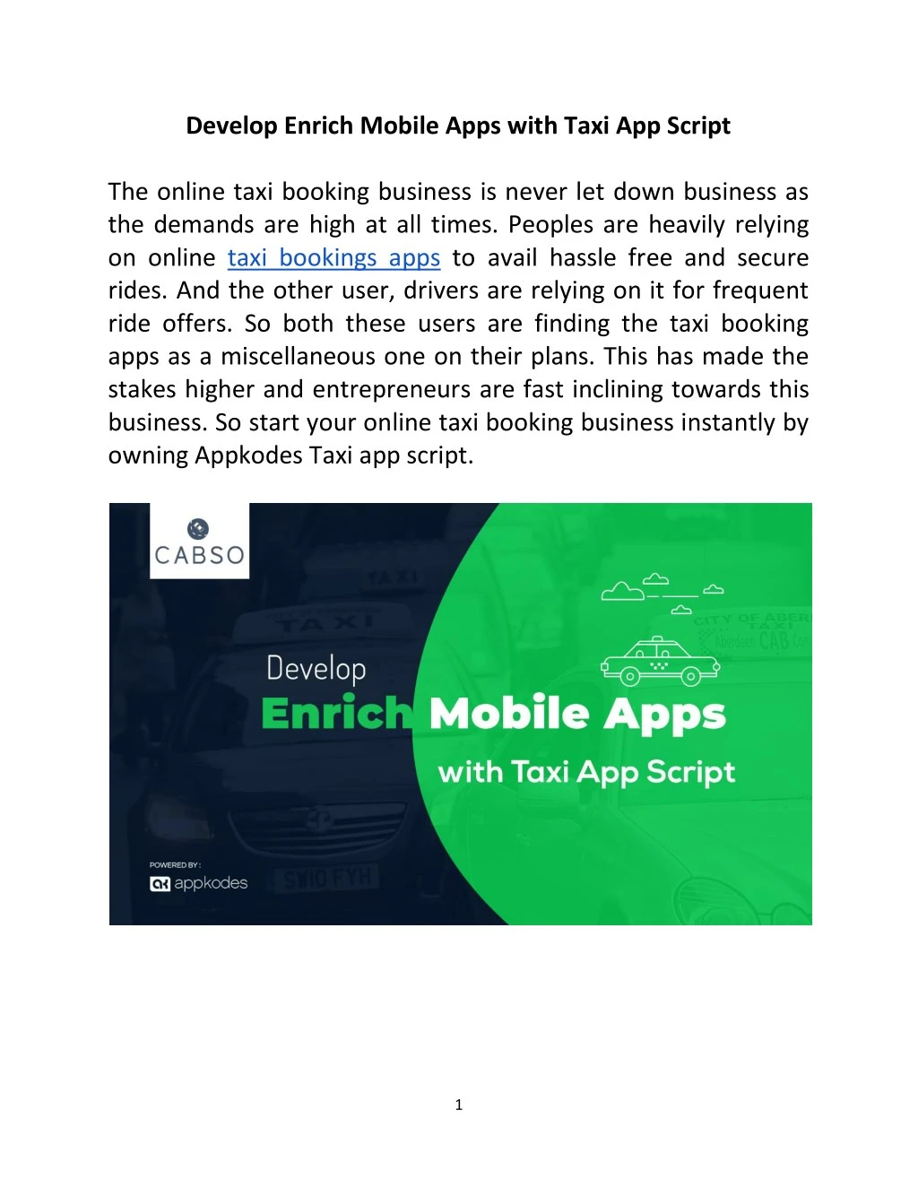 develop enrich mobile apps with taxi app script