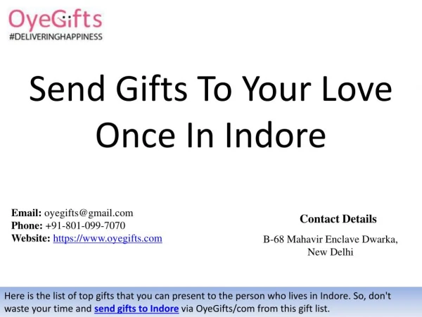 Send Gifts To Your Love Once In Indore