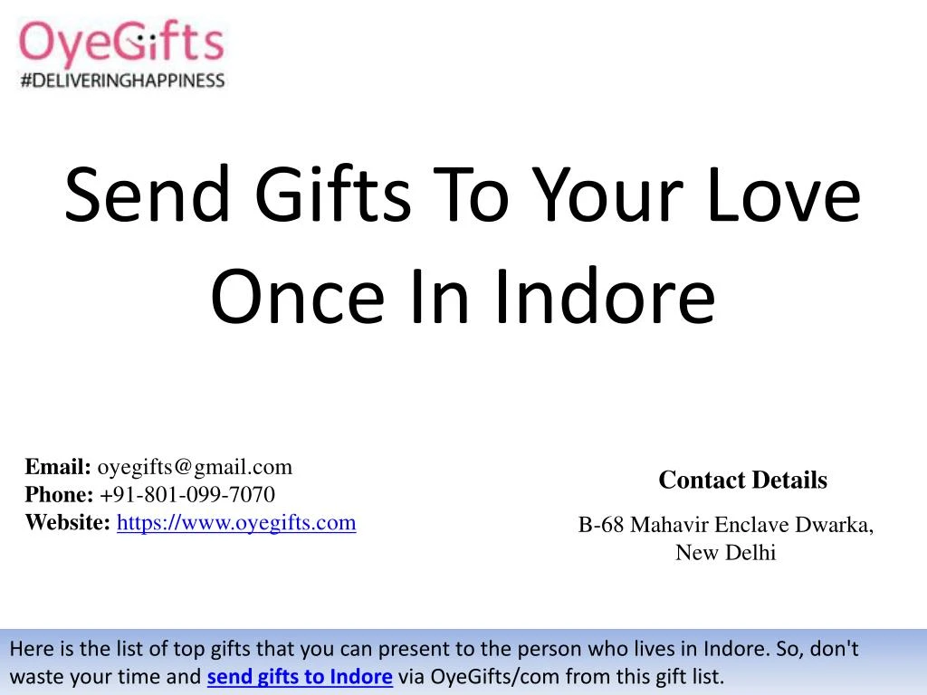 send gifts to your love once in indore