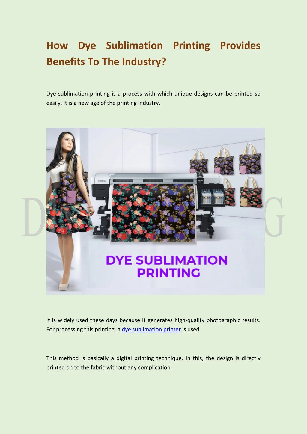 how dye sublimation printing provides benefits