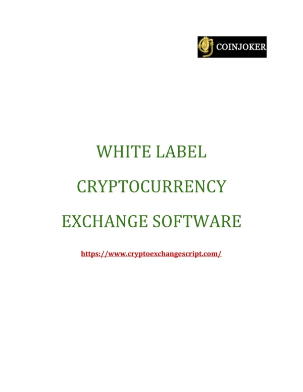 White Label Cryptocurrency Exchange Software