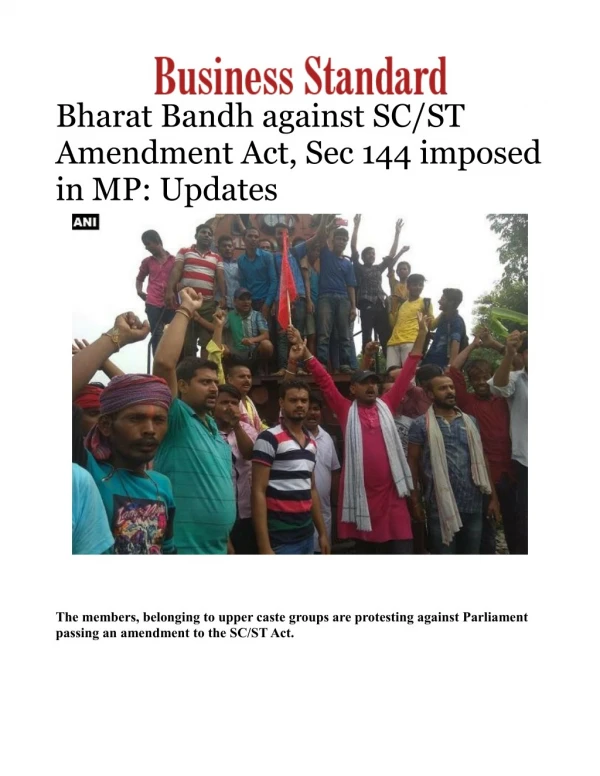 Bharat Bandh against SC/ST Amendment Act, Sec 144 imposed in MP: Updates 