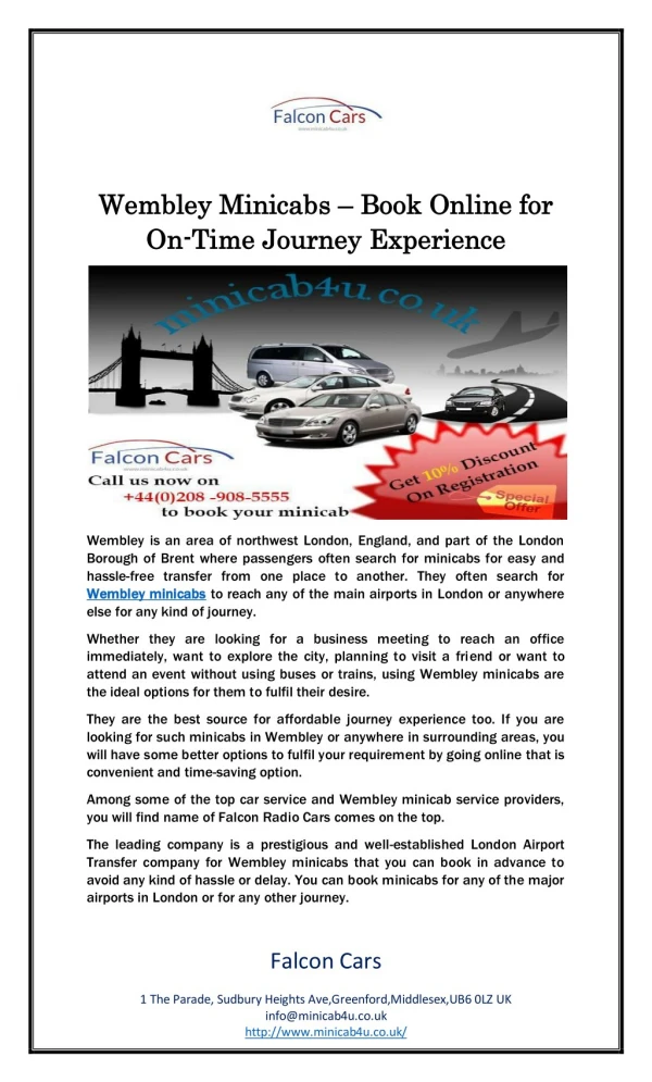 Wembley Minicabs – Book Online for On-Time Journey Experience