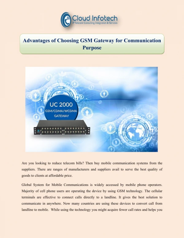 Advantages of Choosing GSM Gateway for Communication Purpose