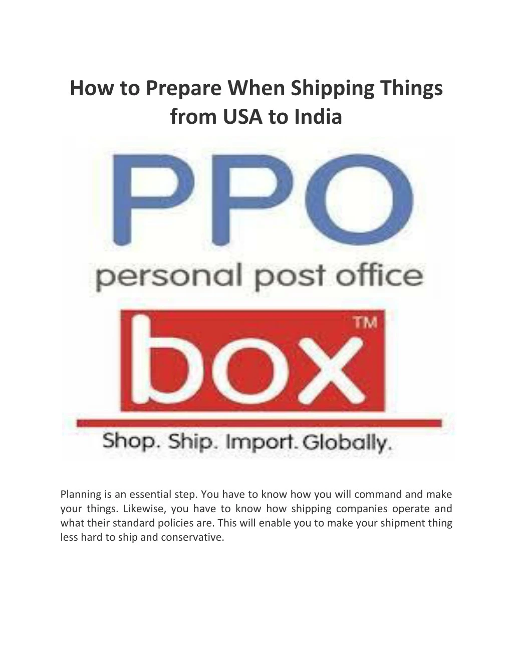 how to prepare when shipping things from