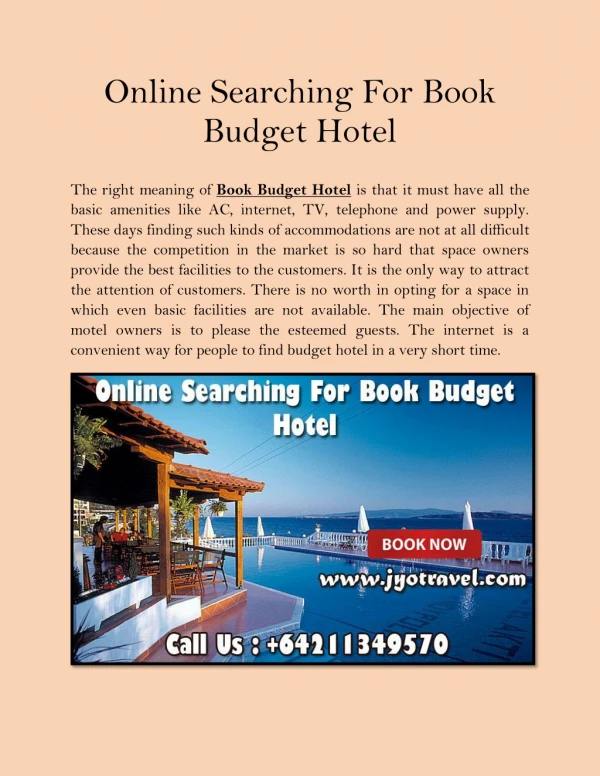 Online Searching For Book Budget Hotel