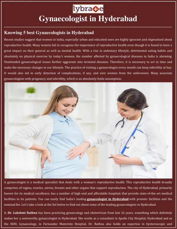 Knowing 5 Best Gynaecologists in Hyderabad