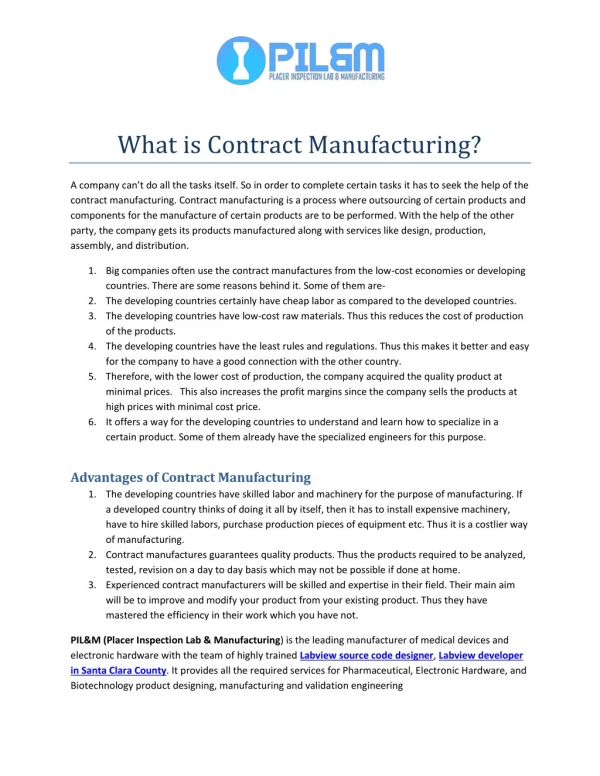 What is Contract Manufacturing?