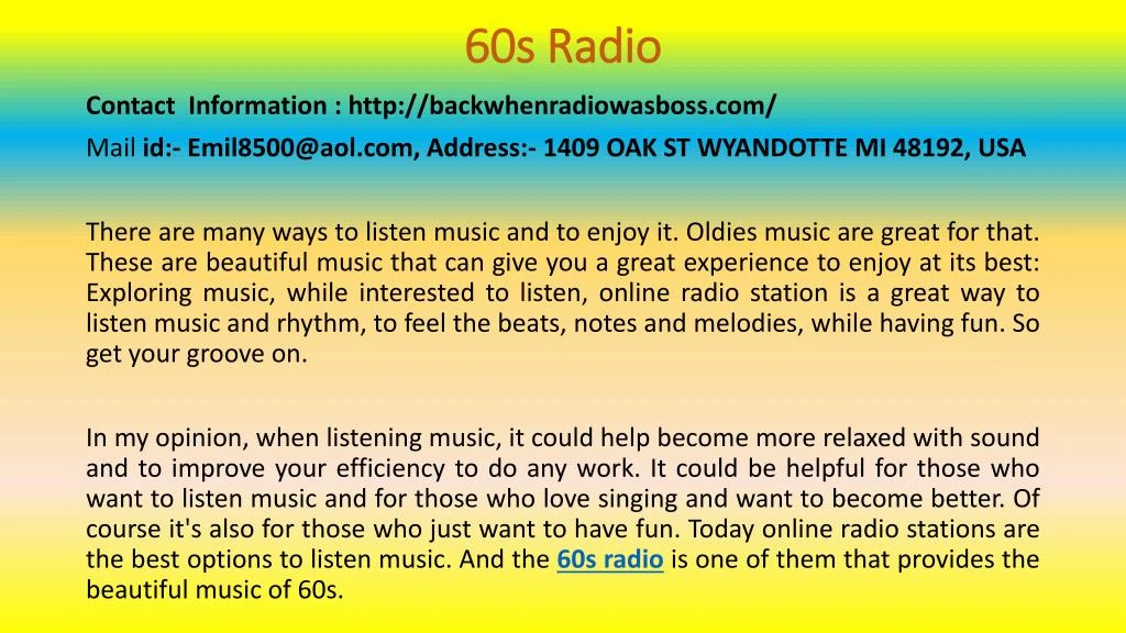 60s radio