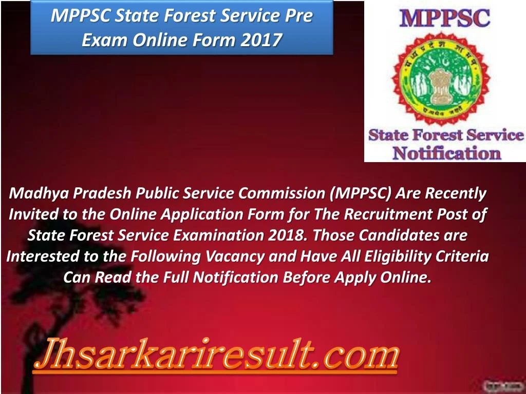 mppsc state forest service pre exam online form