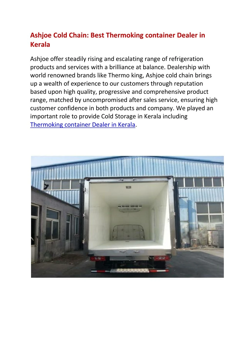 ashjoe cold chain best thermoking container