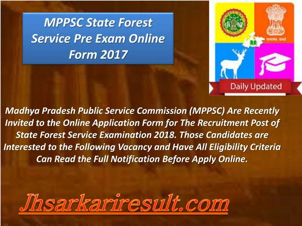 mppsc state forest service pre exam online form
