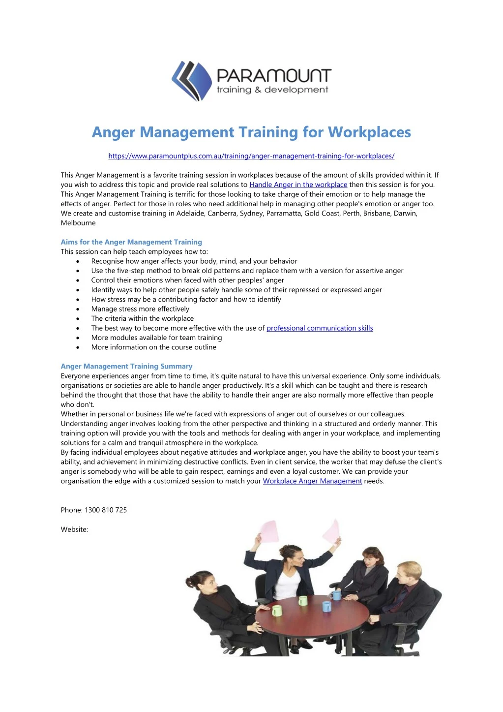 anger management training for workplaces https