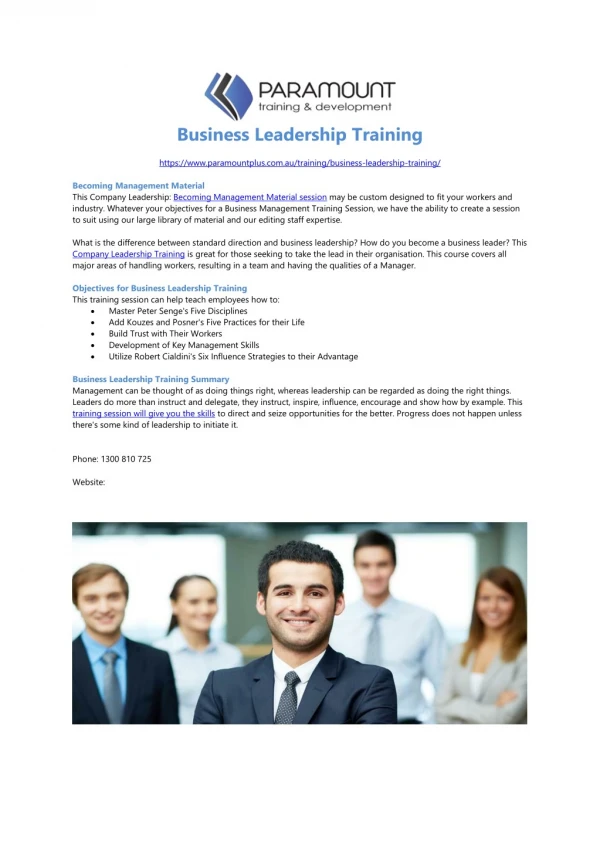 Business Leadership Training