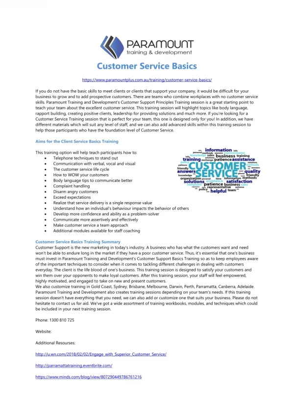 Customer Service Basics Training