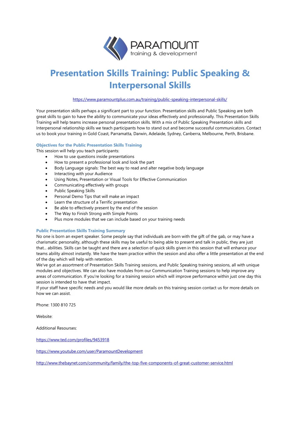 presentation skills training public speaking