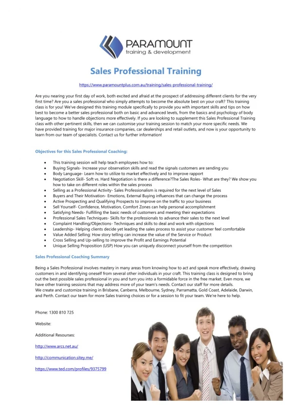 Sales Professional Training