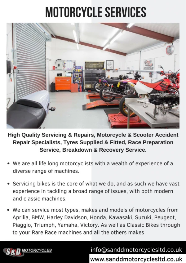 Motorcycle services by S&D Motorcycles
