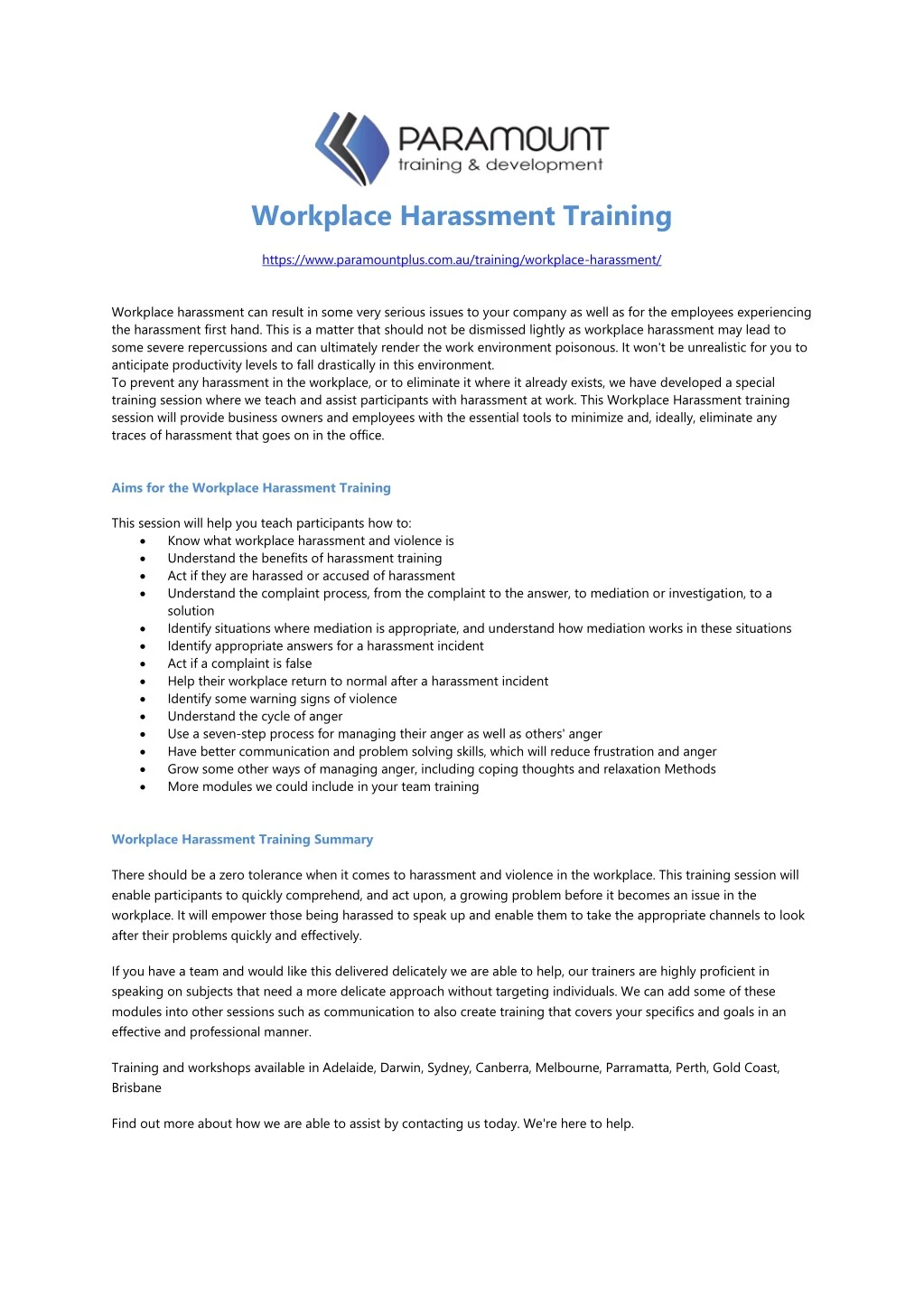 workplace harassment training https