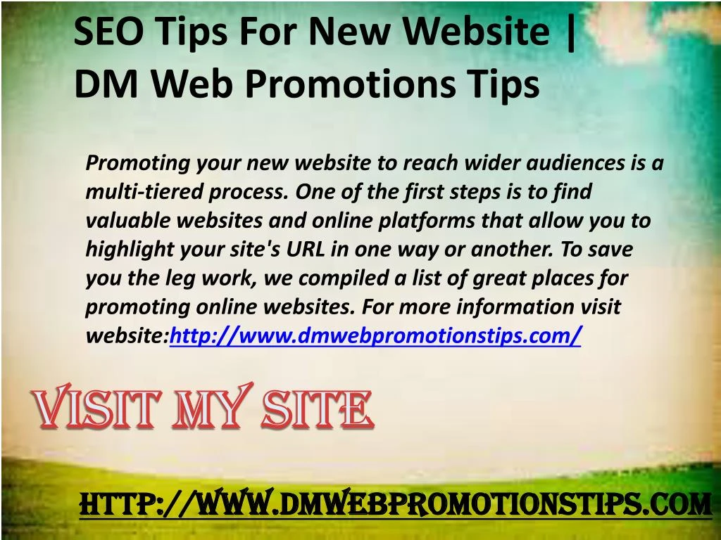 seo tips for new website dm web promotions tips