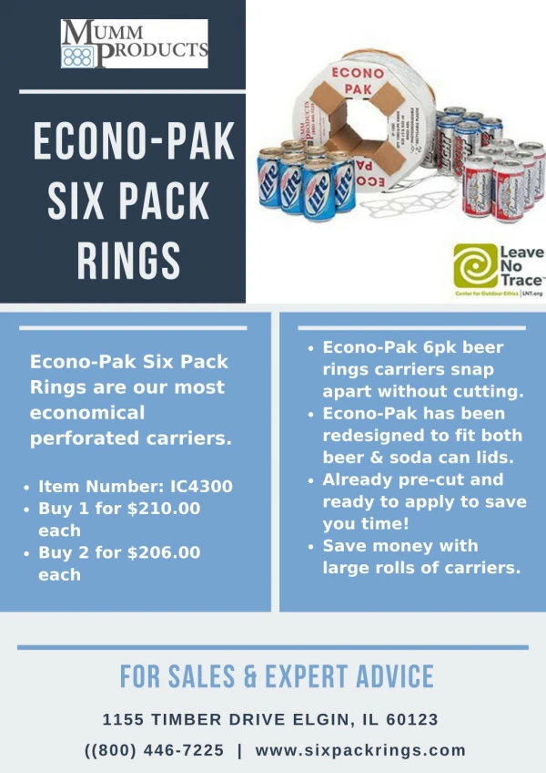 Economical Improved Econo-Pak Six Pack Rings