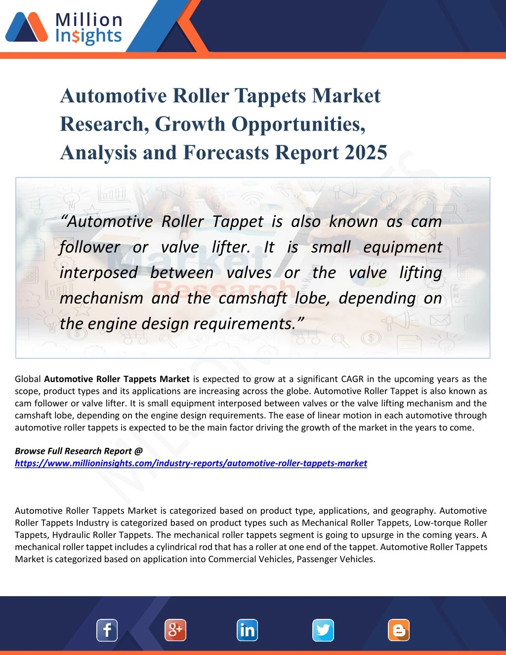 automotive roller tappets market research growth