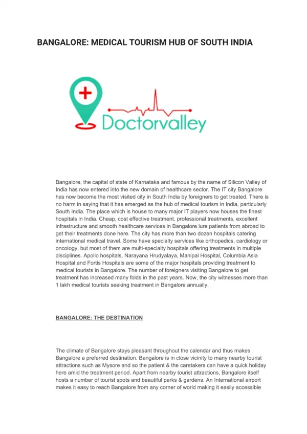 Best medical tourism company in india | www.doctorvalley.com