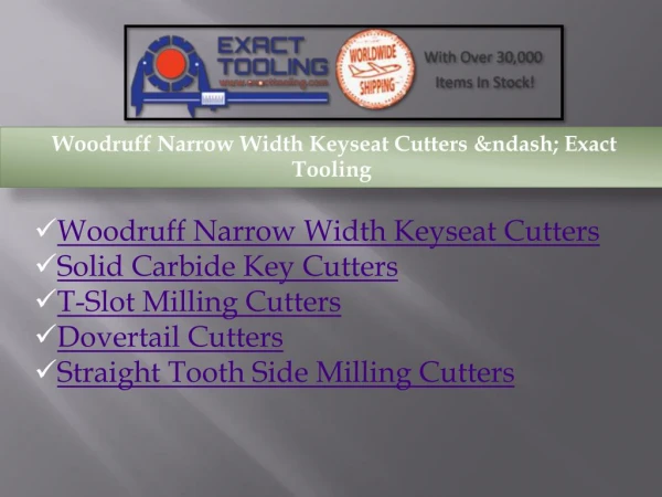 Woodruff Narrow Width Keyseat Cutters