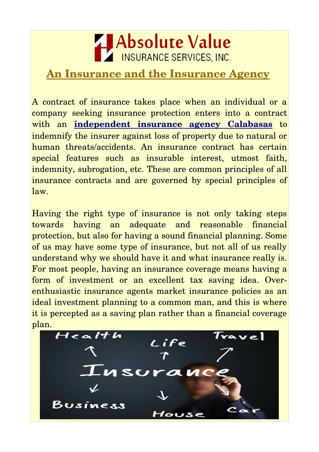 an insurance and the insurance agency