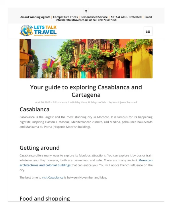 Your guide to exploring Casablanca and Cartagena