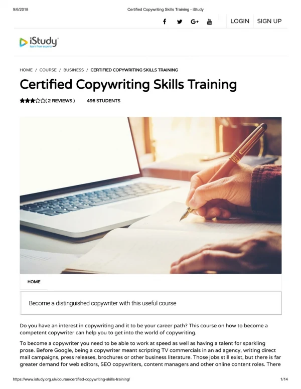 Certified Copywriting Skills Training - istudy