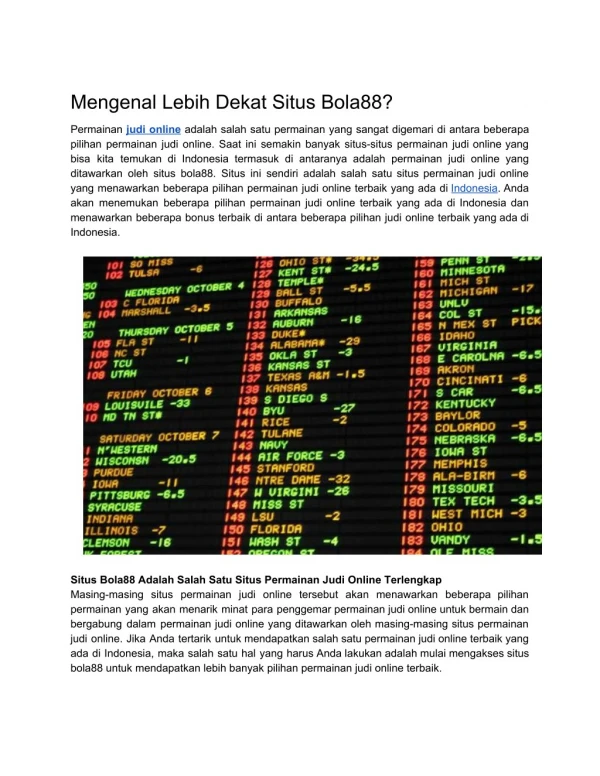 Mengenal Lebih Dekat Situs Bola88?