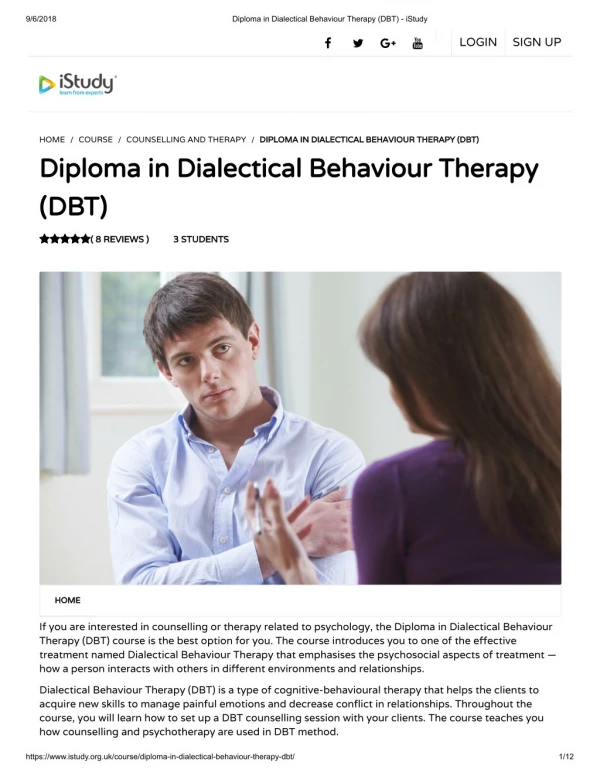 Diploma in Dialectical Behaviour Therapy (DBT) - istudy