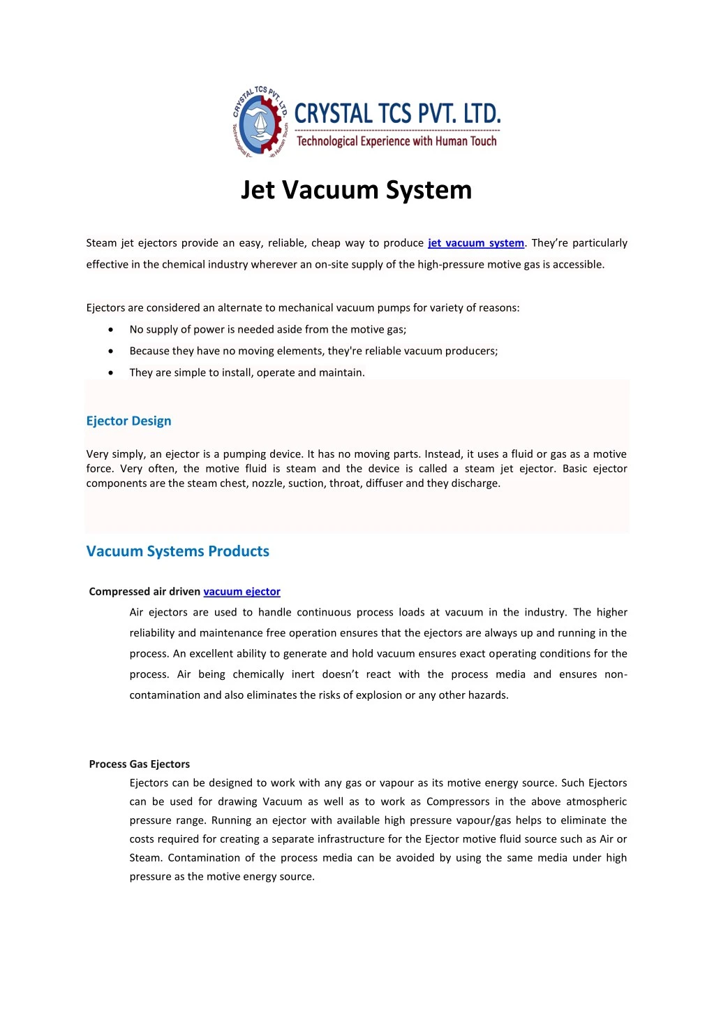 jet vacuum system