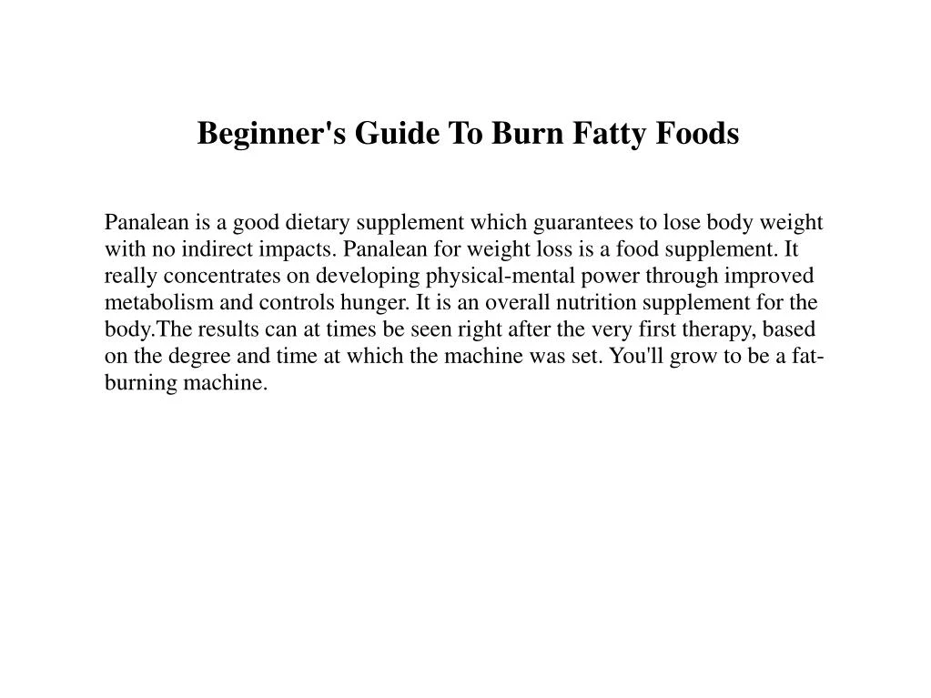 beginner s guide to burn fatty foods